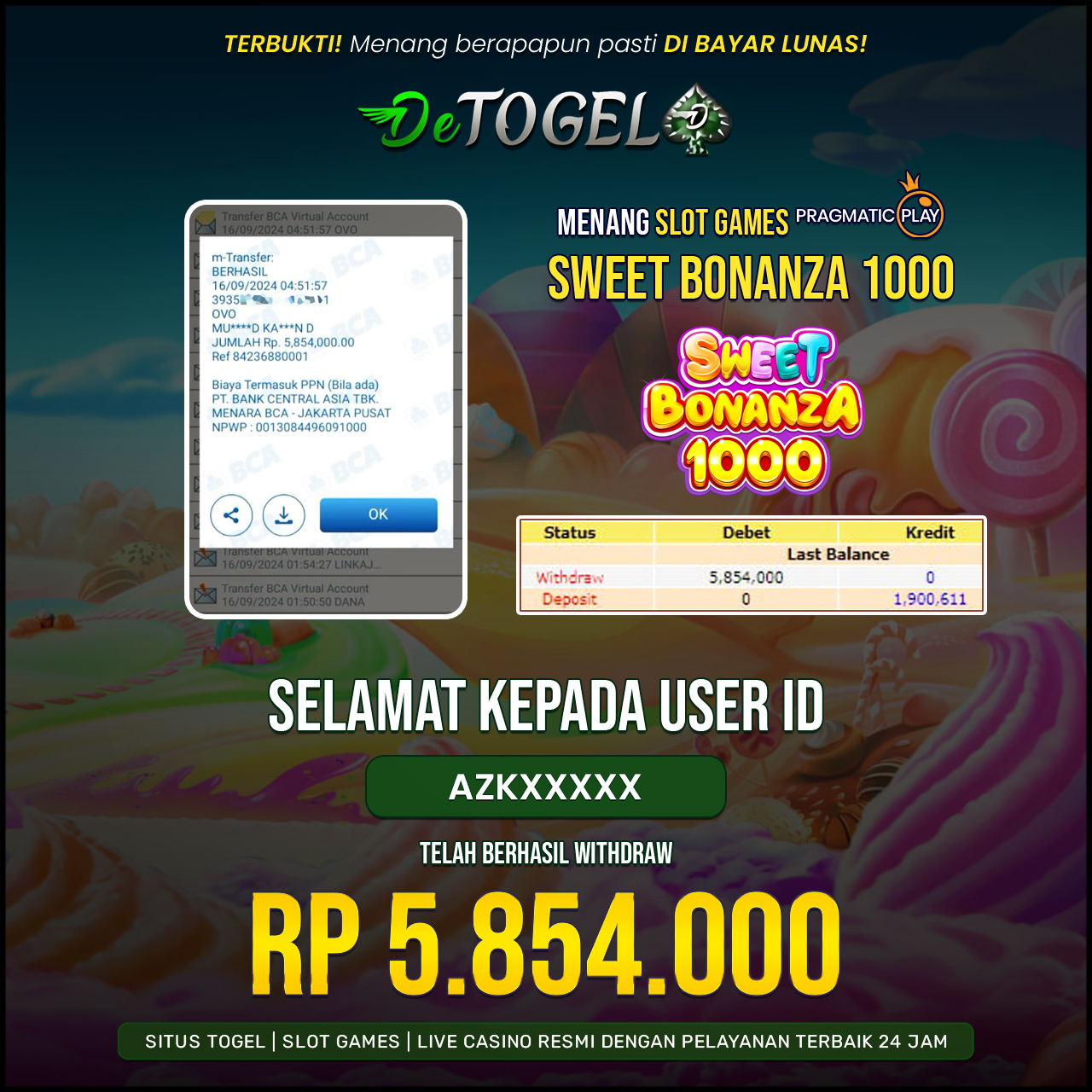 BUKTI JP DI SLOT GAME SWEET BONANZA 1000 ( Pragmatic Play )