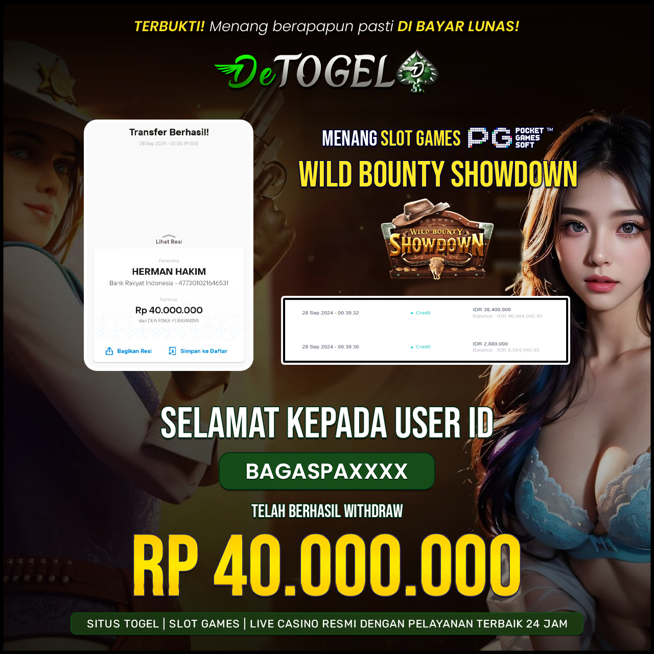 BUKTI JP DI SLOT WILD BOUNTY SHOWDOWN ( PG SOFT )