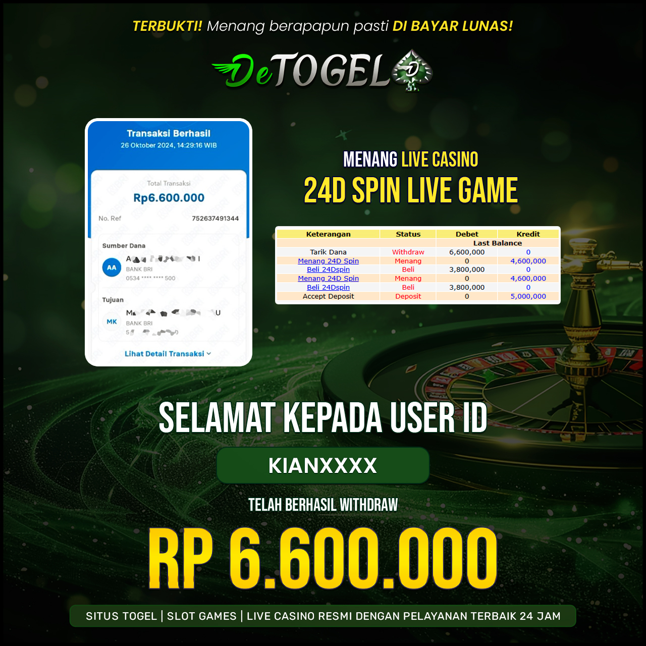 BUKTI JP DI 24D SPIN LIVE GAME