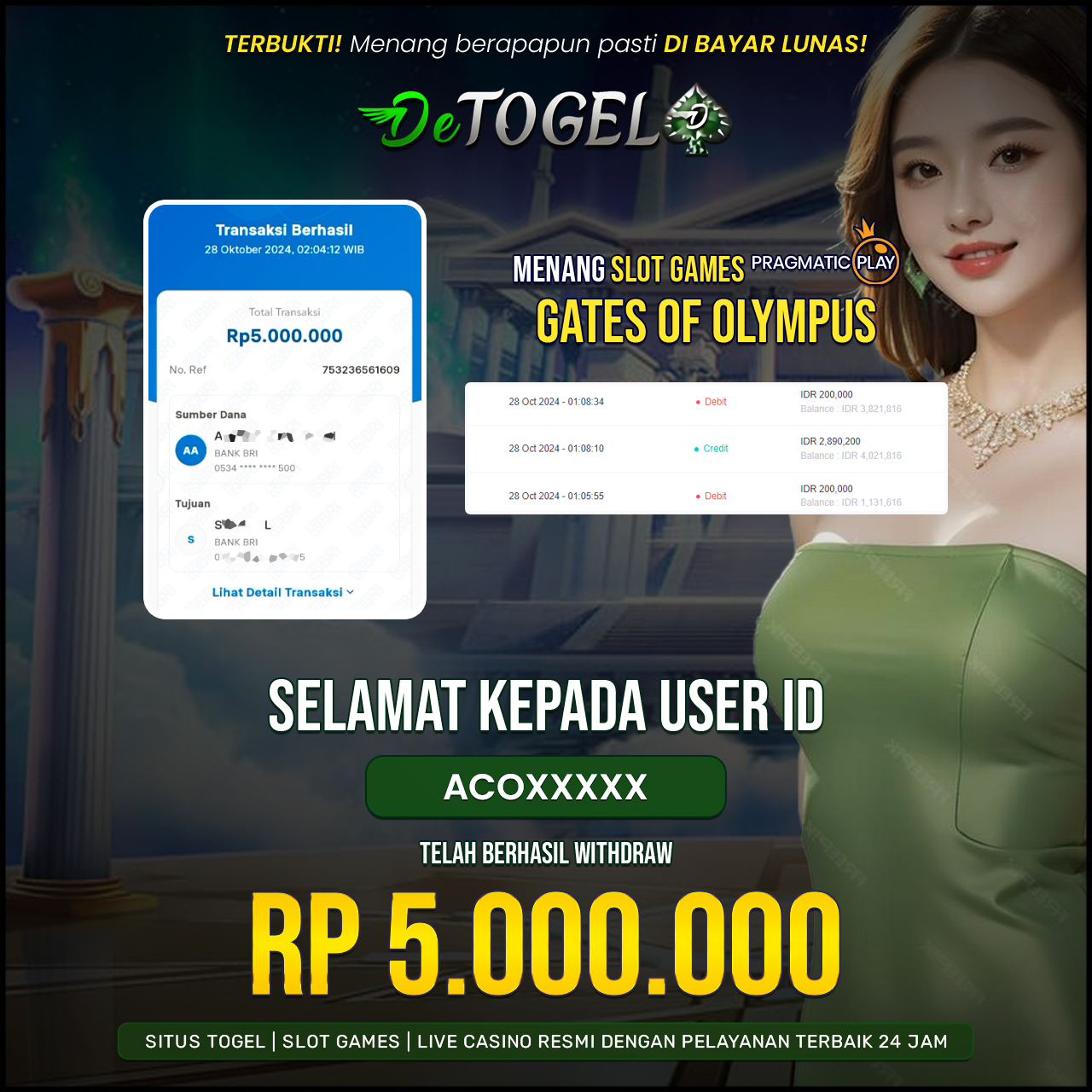 BUKTI JP DI SLOT GAME GATE OF OLYMPUS  ( Pragmatic Play )