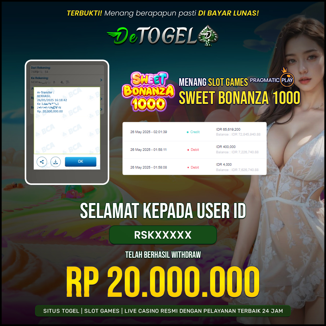 BUKTI JP DI SLOT SWEET BONANZA 1000 ( PRAGMATIC PLAY )