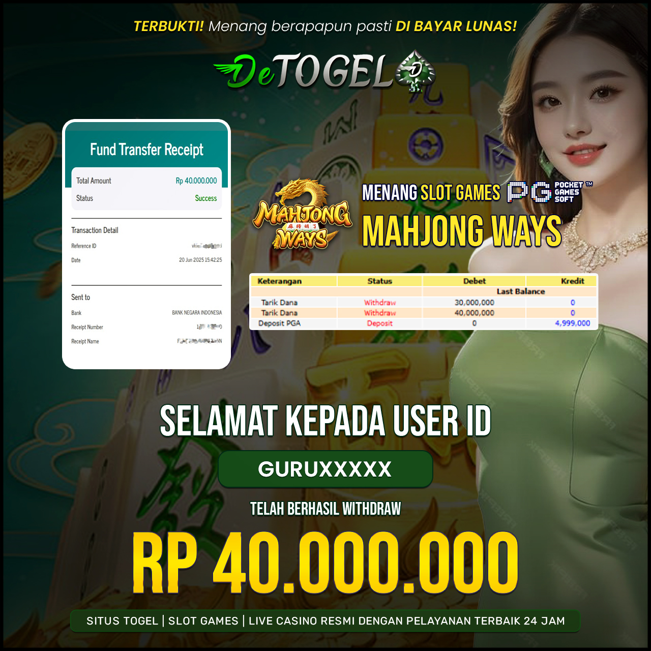 BUKTI JP DI SLOT MAHJONG WAYS (PG SOFT)