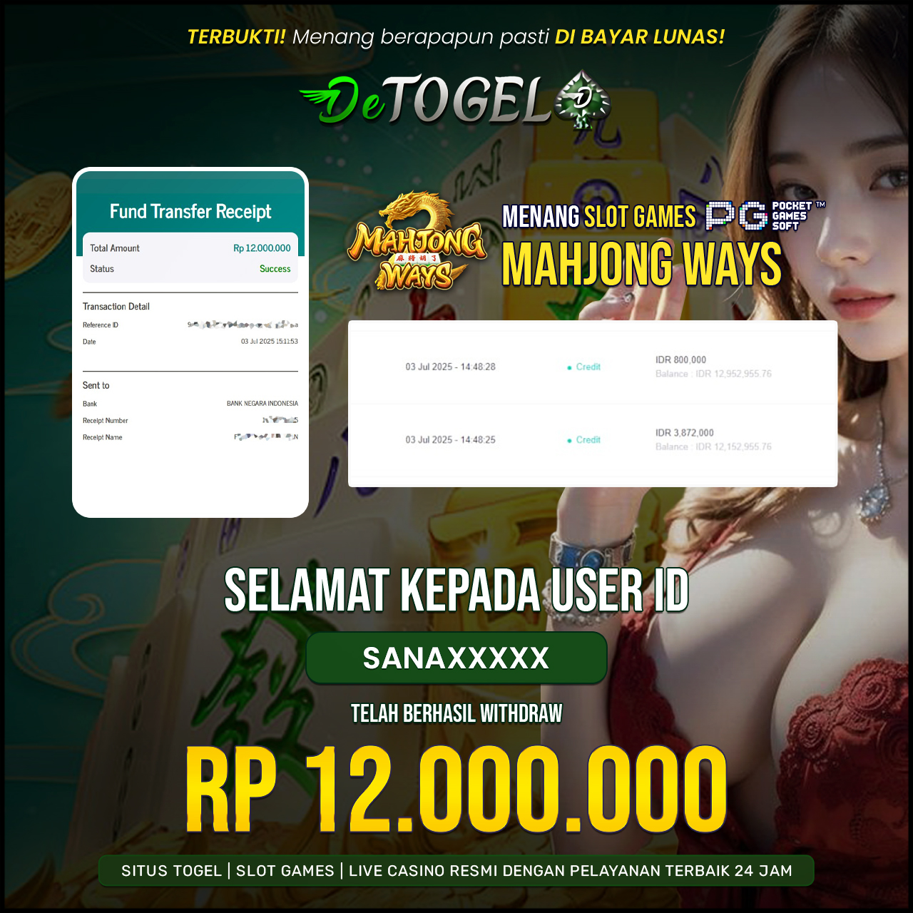 BUKTI JP DI SLOT MAHJONG WAYS (PG SOFT)