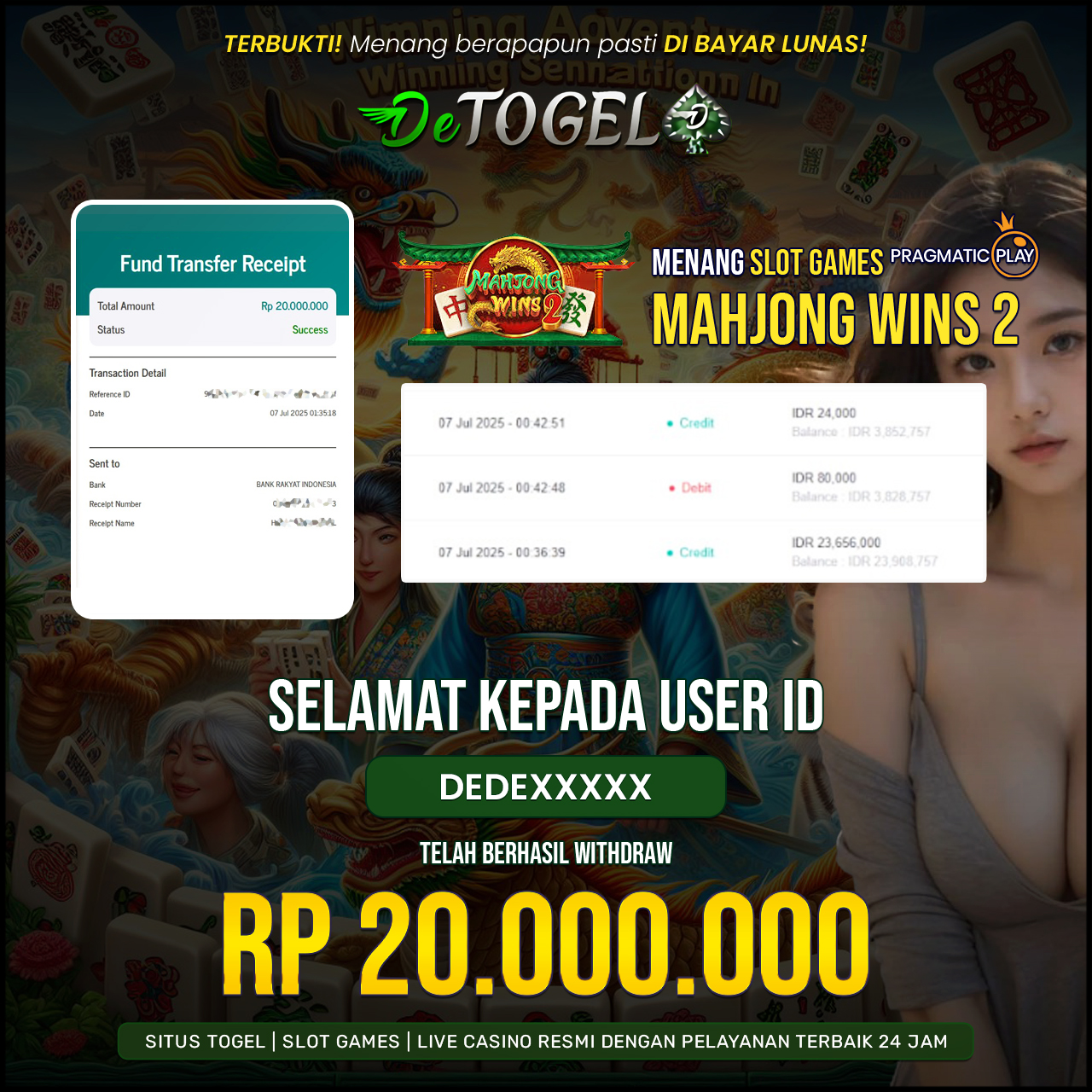 BUKTI JP DI SLOT MAHJONG WINS 2 ( Pragmatic play )