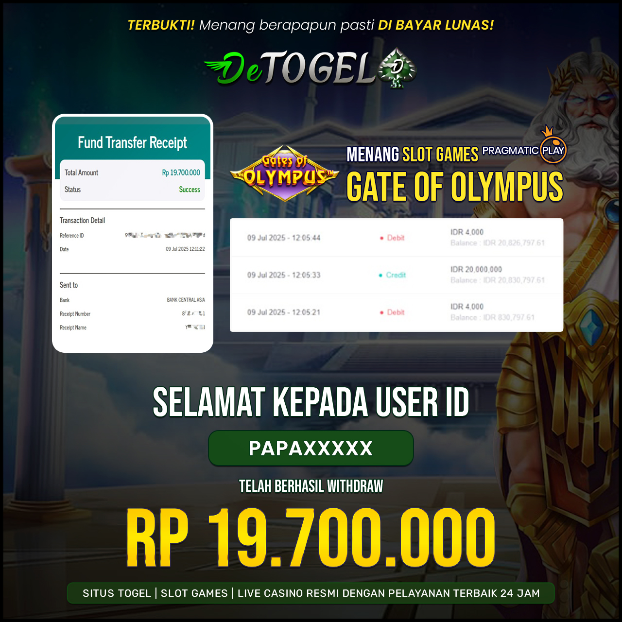 BUKTI JP DI SLOT GATE OF OLYMPUS ( Pragmatic play )