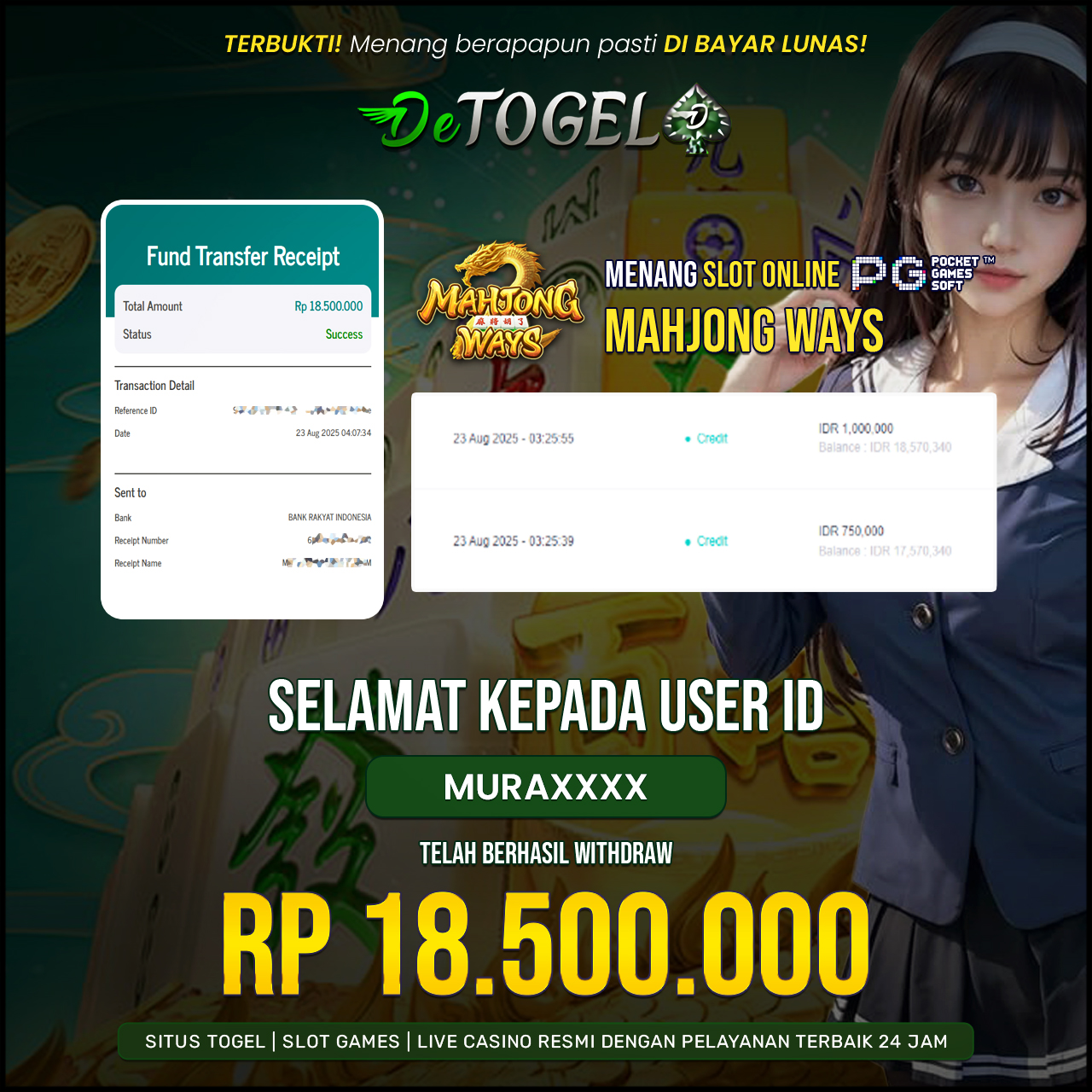 BUKTI JP DI SLOT MAHJONG WAYS ( PG SOFT )