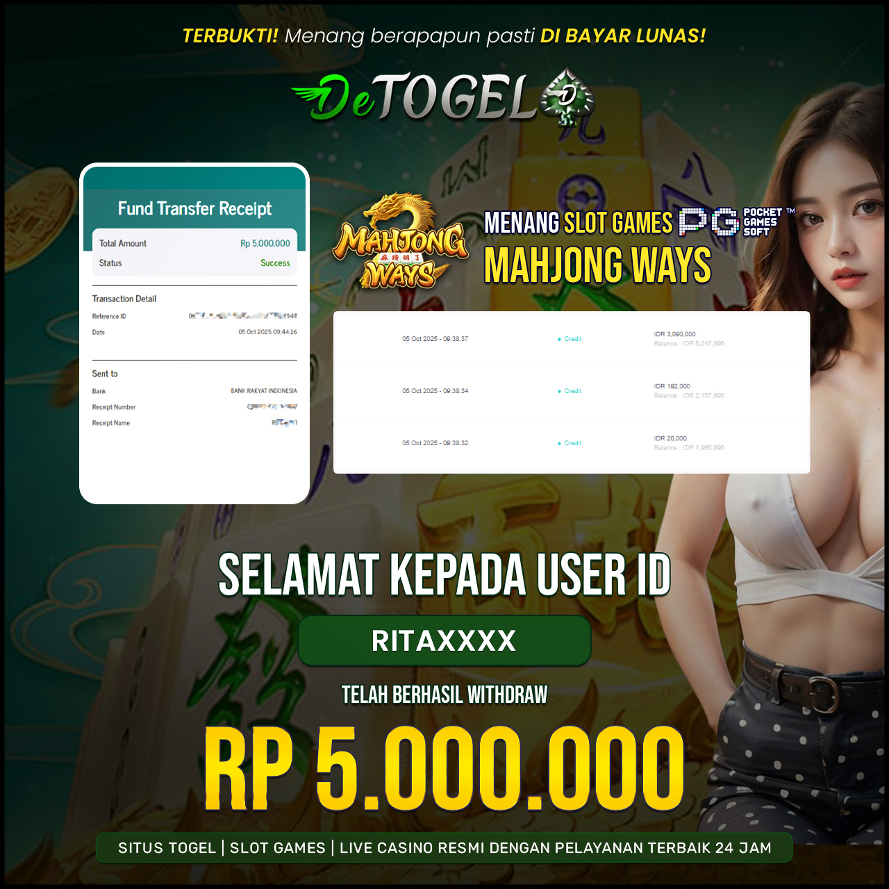 BUKTI JP DI SLOT MAHJONG WAYS ( PG SOFT )