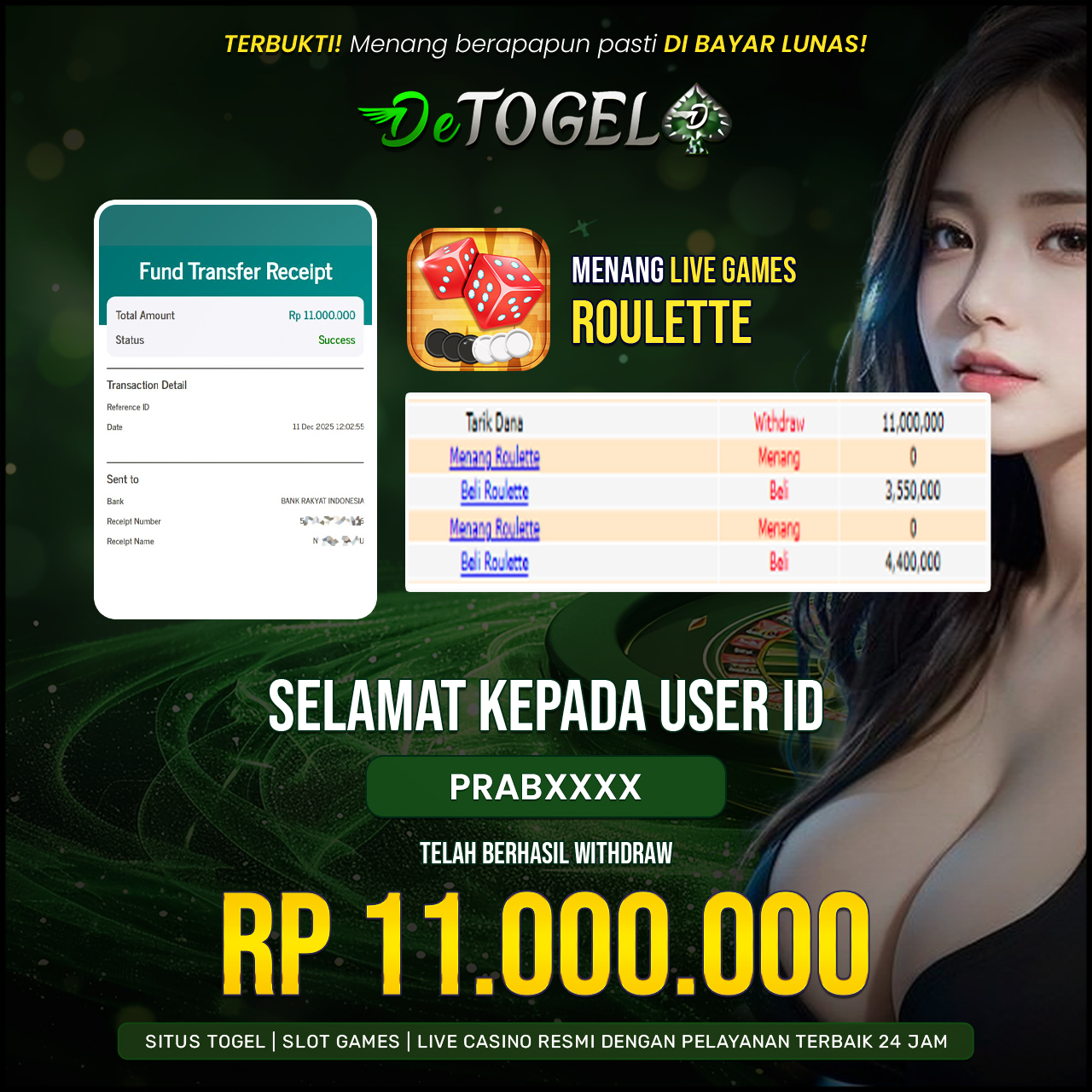 BUKTI JP DI ROULETTE ( LIVE GAMES )