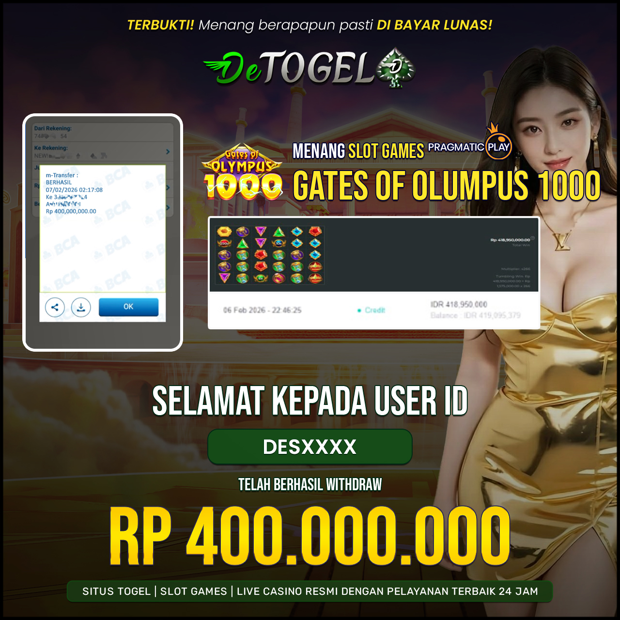 BUKTI JP DI Gate Of Olympus 1000 ( Pragmatic Play )