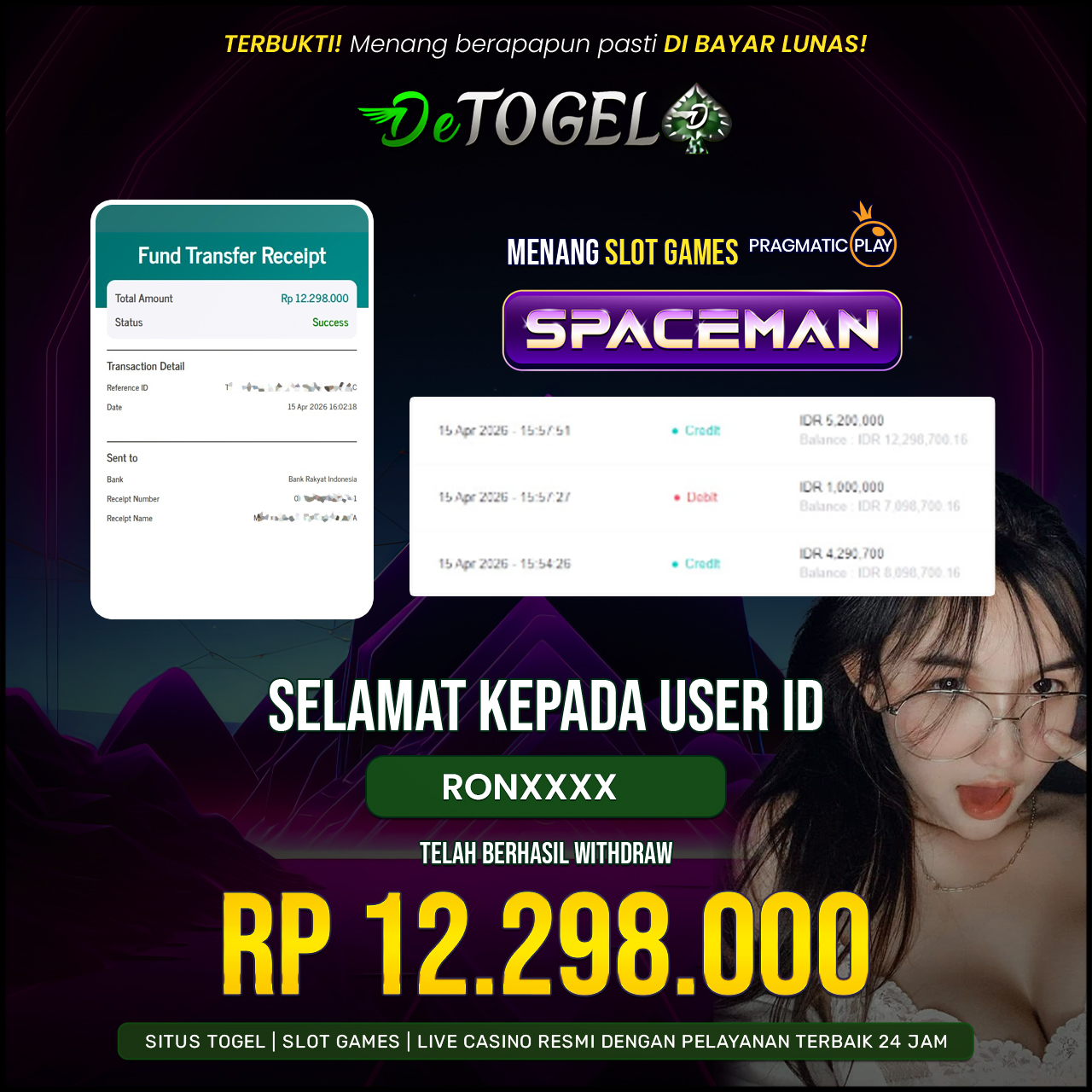 BUKTI JP DI Spaceman ( Pragmatic Play )